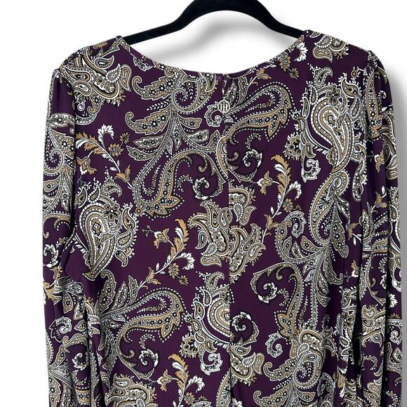 Tommy Hilfiger NWOT Plum Purple Paisley Print Pullover Long Sleeve Midi Dress - Picture 6 of 7